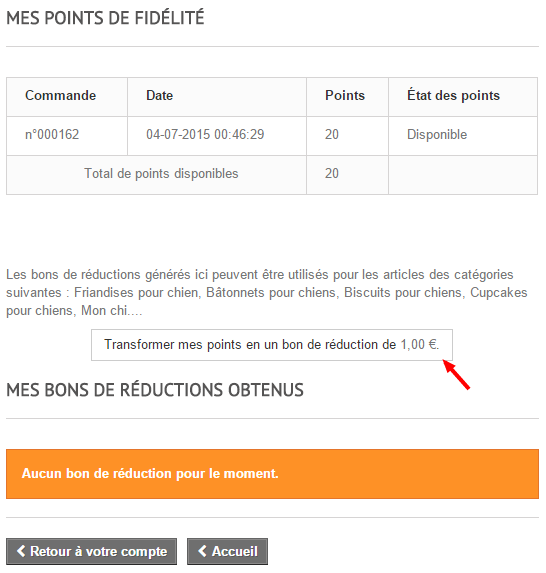 Transformer mes points en bon de réduction.