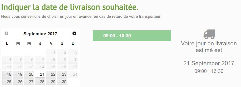 Indiquer la date de livraison souhaitée